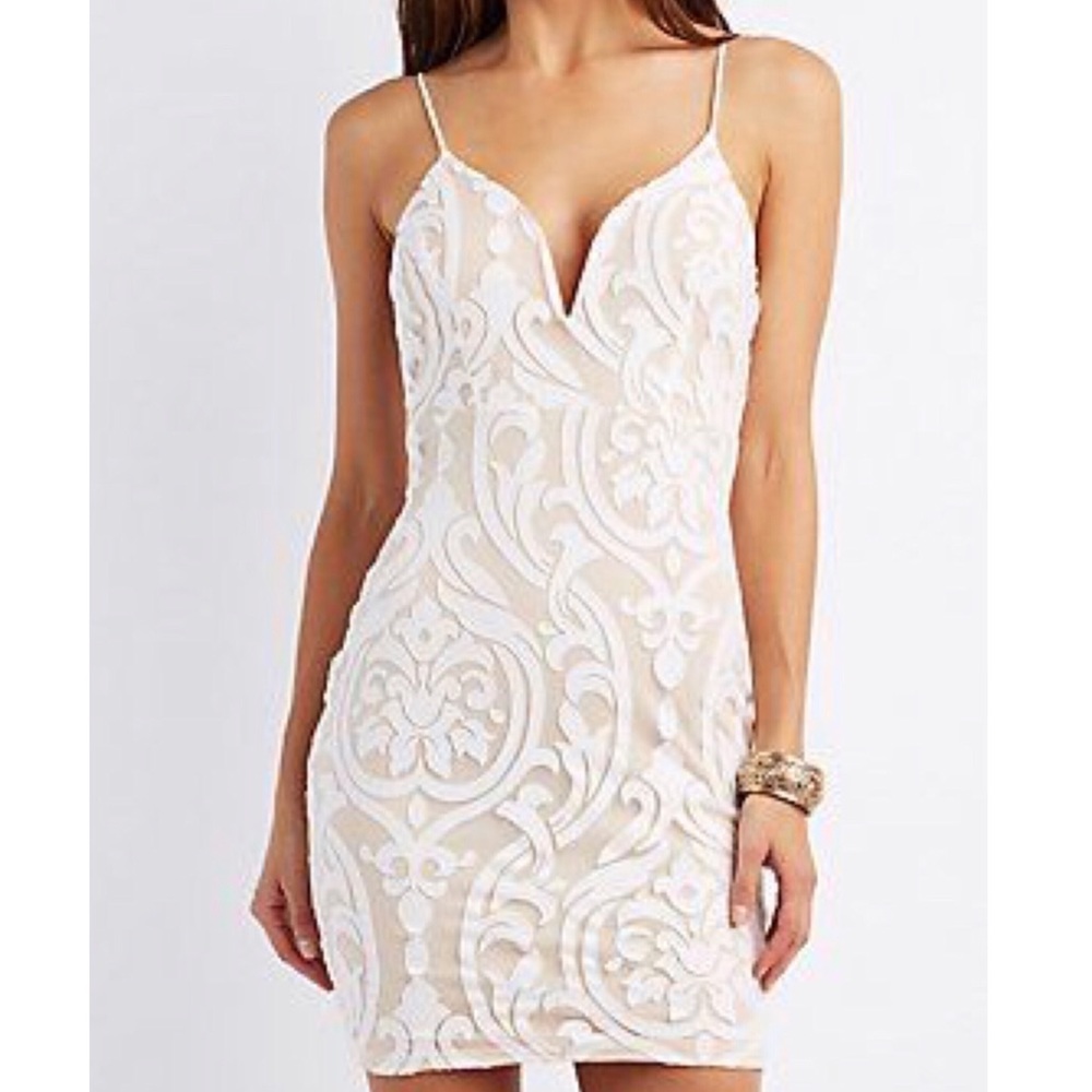 White lace overlay dress